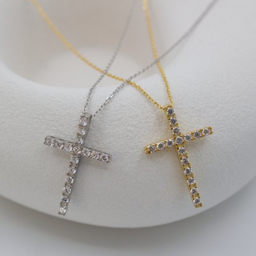 Madonna Cross Necklace // Sterling Silver + CZ