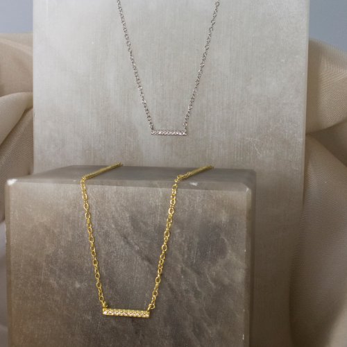 Faith Bar Necklace // 14K Gold Vermeil + CZ