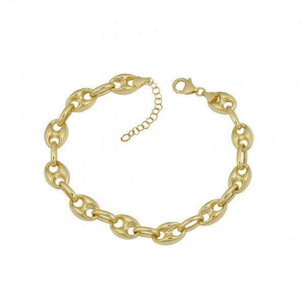 Gold chain bracelet on a white background