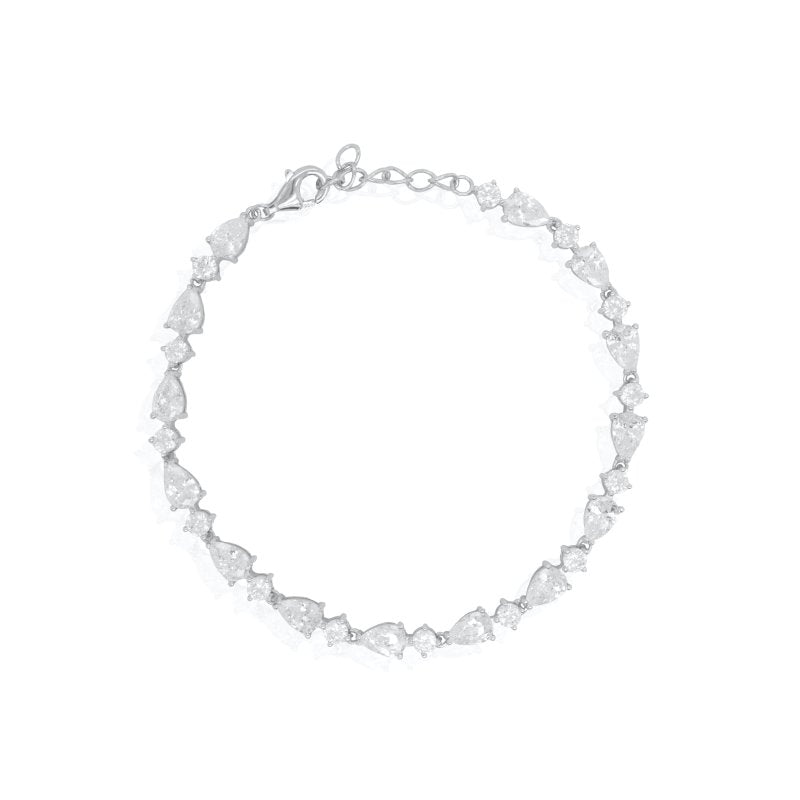 Silver necklace with floral designs on a white background