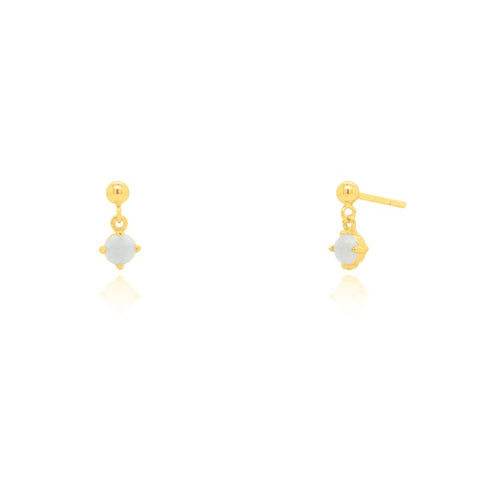 Alexa Drop Stud Earrings// 14k Gold Vermeil x White Opal