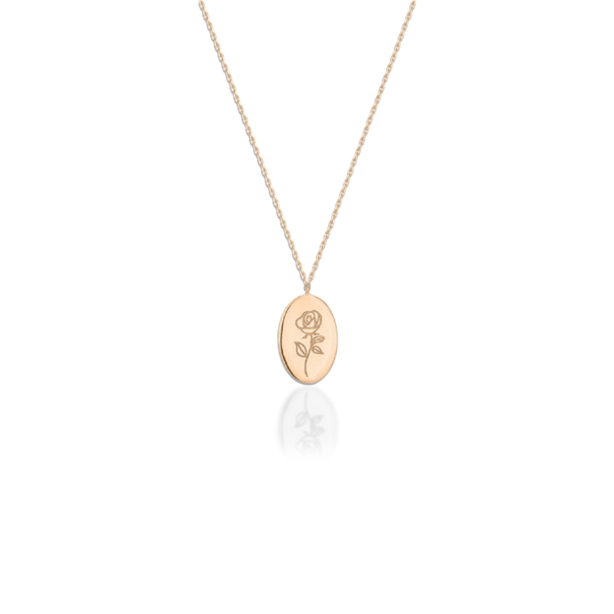 Kiera Engraved Rose Necklace // 10kt Solid Gold