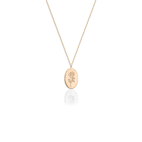 Kiera Engraved Rose Necklace // 10kt Solid Gold