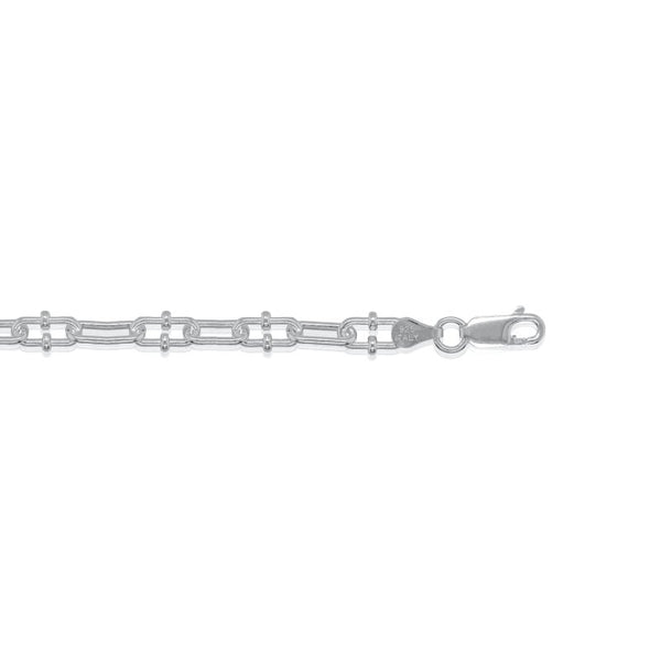 Silver chain bracelet on a white background