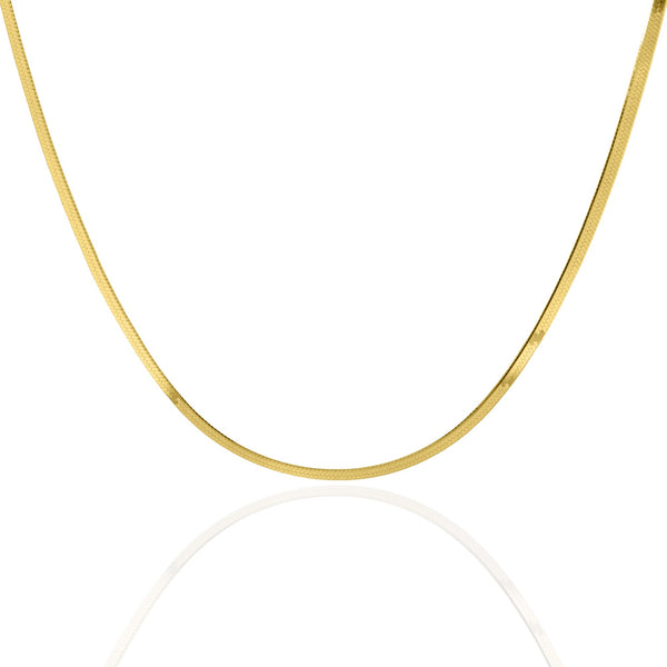 Gold necklace on a white background