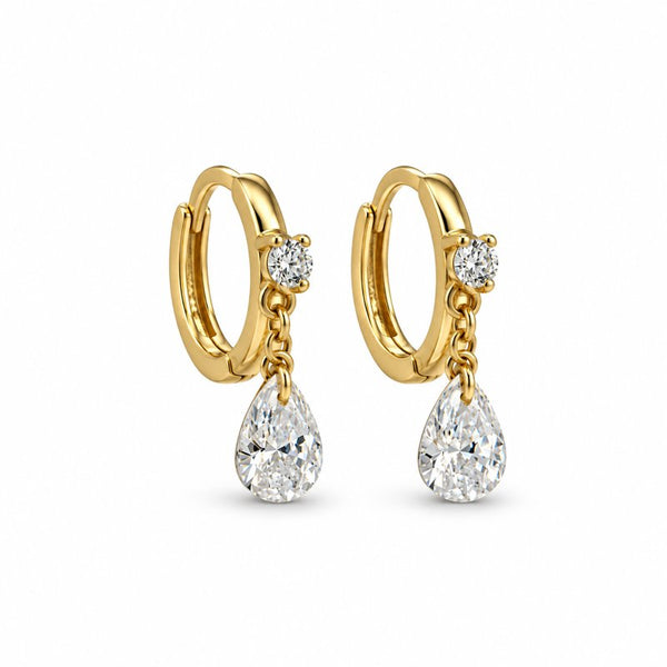 Jacqueline Huggies // 14k Gold Vermeil + CZ Drop