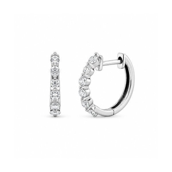 Bailey Lab-Grown Diamond Huggie Earrings // 0.30ct Rhodium Plated Sterling Silver on white background