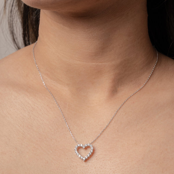 Khloé Heart Necklace // Sterling Silver + 1ct Diamond