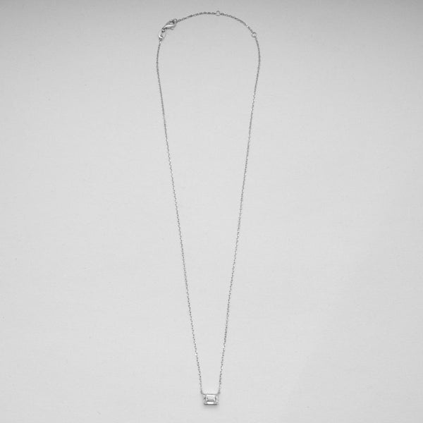 Naomi Emerald Cut Necklace // Rhodium Plated Sterling Silver + 1ct Diamond