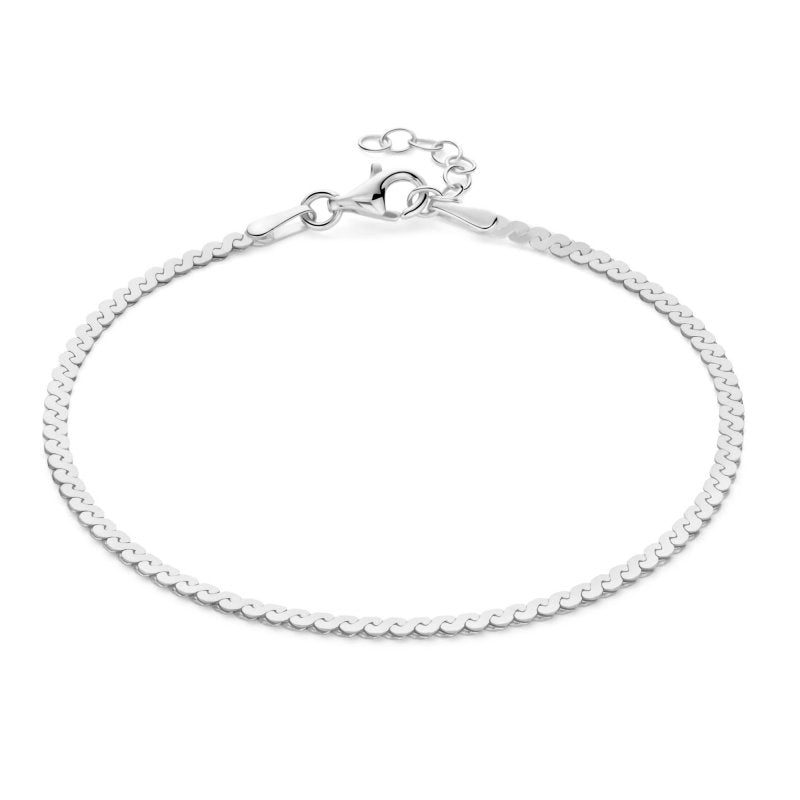 Silver bracelet on a white background