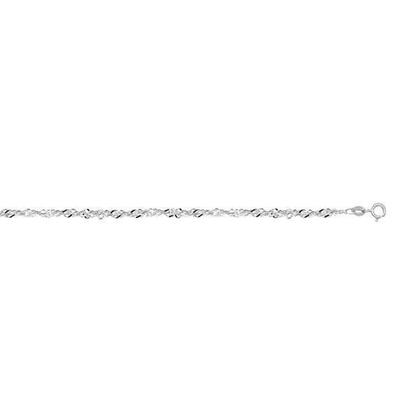 Silver chain bracelet on a white background