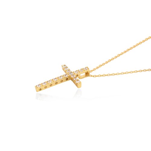 Madonna Cross Necklace // 14k Gold Vermeil + CZ