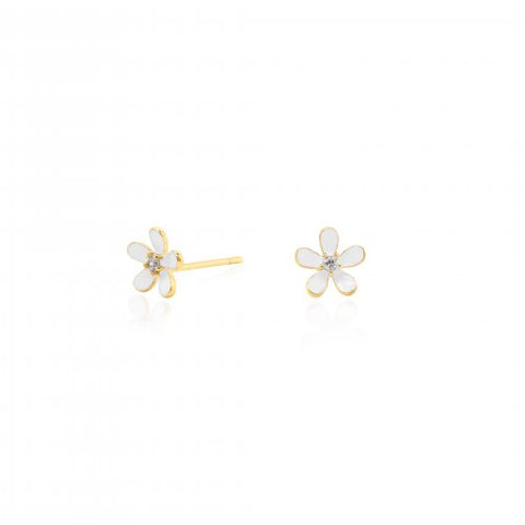 White Kayla Flower Studs // 14k Gold Vermeil + CZ