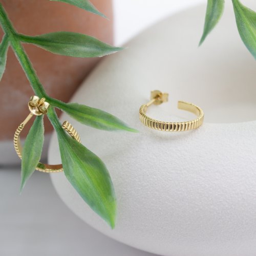 Gia Thin Scallop Hoops // 14k Gold Vermeil