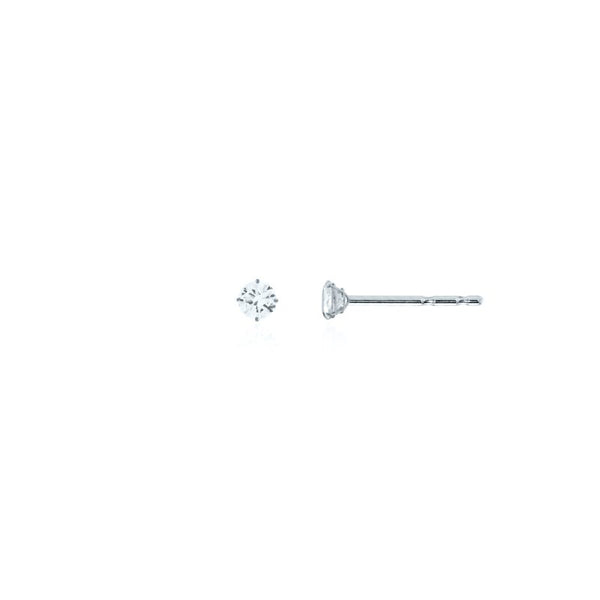 Tiffany Studs // 14kt Italian Solid White Gold + CZ