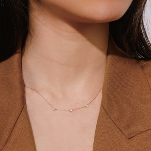 Gigi Diamond Trillium Necklace - 14K Italian Gold - Sisterberry & Co.