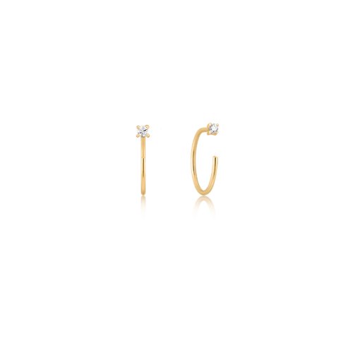 Mila Diamond Hoop Threader // 14k Italian Solid Gold