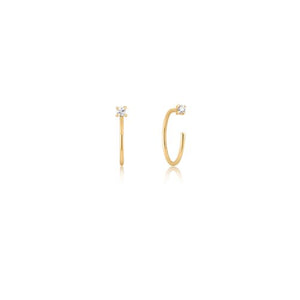 Mila Diamond Hoop Threader // 14k Italian Solid Gold