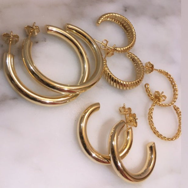 Hannah Hoops - 14K Gold Vermeil - Sisterberry & Co.