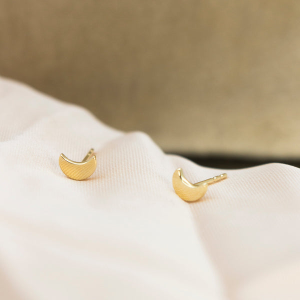 Capri Moon Studs // 10k Italian Solid Gold