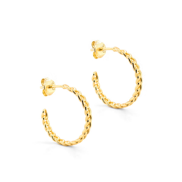 Vivian Chain Hoops - Gold Vermeil - Sisterberry & Co.