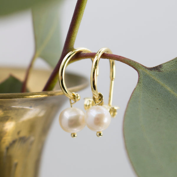 Angela Freshwater Pearl Earrings - 14K Gold Vermeil - Sisterberry & Co.