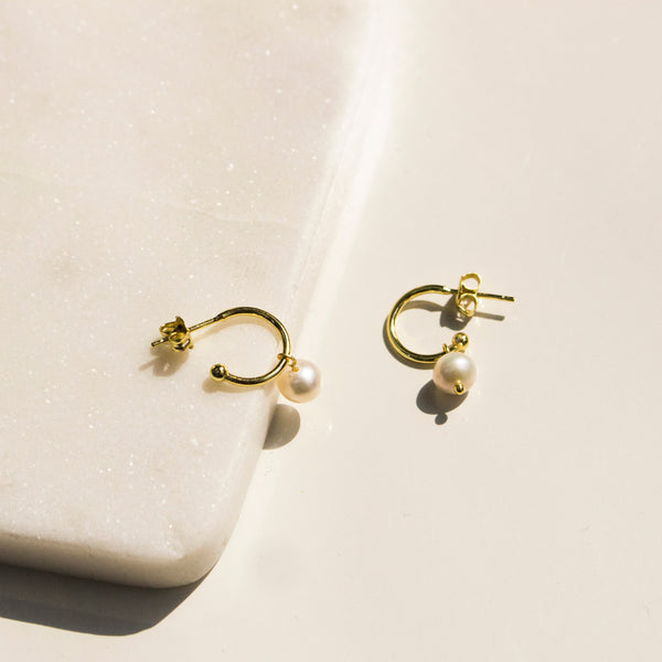 Angela Freshwater Pearl Earrings - 14K Gold Vermeil - Sisterberry & Co.