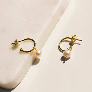 Angela Freshwater Pearl Earrings - 14K Gold Vermeil - Sisterberry & Co.