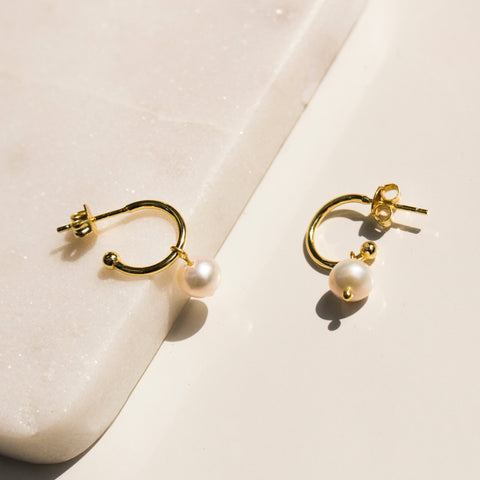 Angela Freshwater Pearl Earrings - 14K Gold Vermeil - Sisterberry & Co.