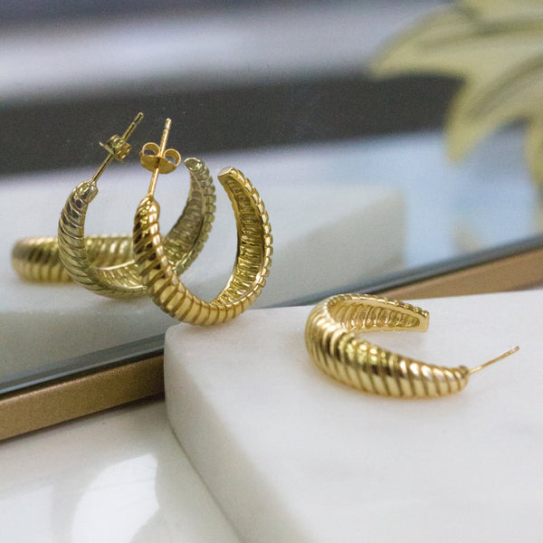 Arooj Croissant Hoops - 14K Gold Vermeil - Sisterberry & Co.