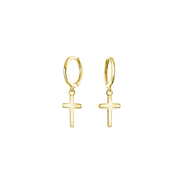 Candace Cross Huggies - 14K Gold Vermeil - Sisterberry & Co.