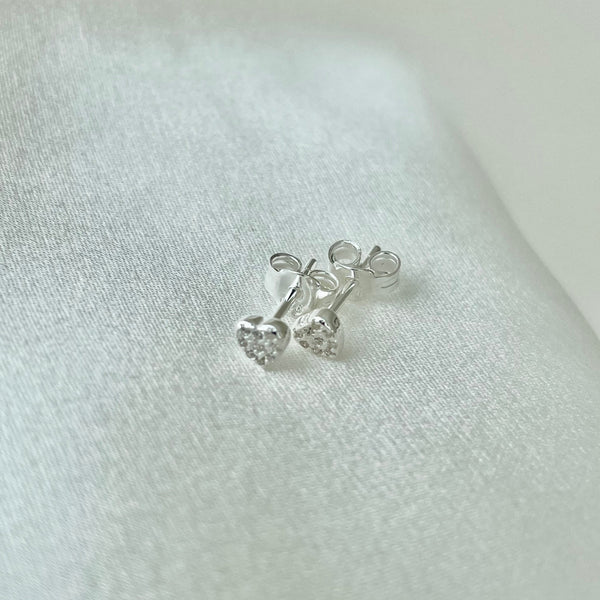 Kandee Heart Studs // Sterling Silver + CZ