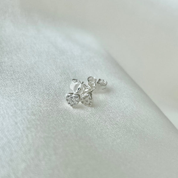 Kandee Heart Studs // Sterling Silver + CZ