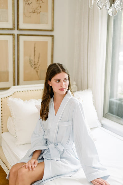 100% Turkish Cotton Robe - Mist Blue - Sisterberry & Co.