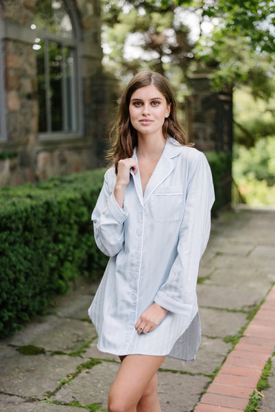 100% Turkish Cotton Nightshirt - Mist Blue - Sisterberry & Co.