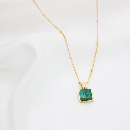 Nina Necklace // 14k Gold Vermeil Malachite Stone