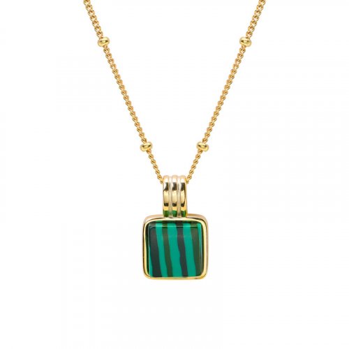 Nina Necklace // 14k Gold Vermeil Malachite Stone