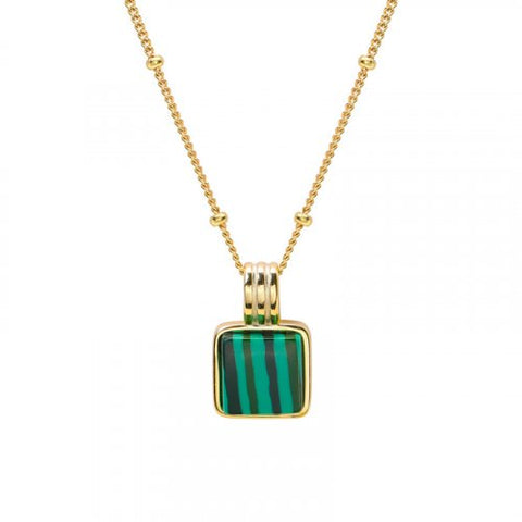 Nina Necklace // 14k Gold Vermeil Malachite Stone