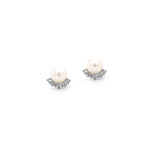 Isabella Pearl Studs // Sterling Silver + CZ